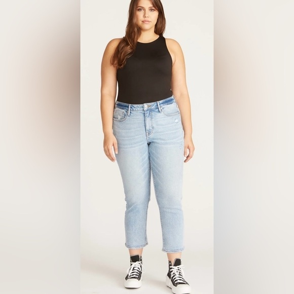 Vigoss Denim - Vigoss Frankie Slim Straight Distressed Cropped Jeans Size 29